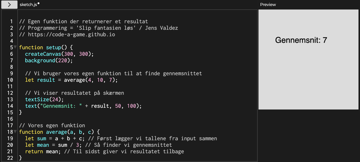 Egen funktion der returnerer et resultat